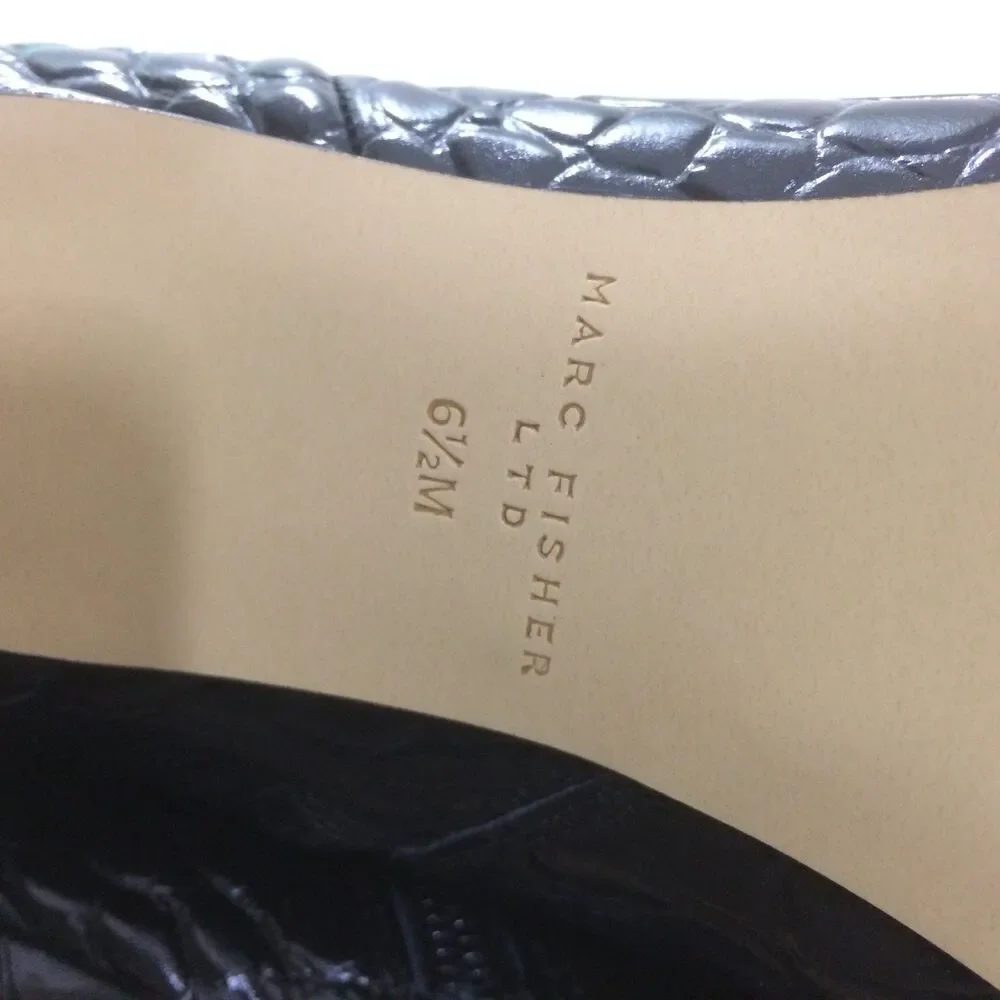 NEW Marc Fisher LTD Quinnie Black Croc Embossed Knee High Boot Size 6.5 Unworn